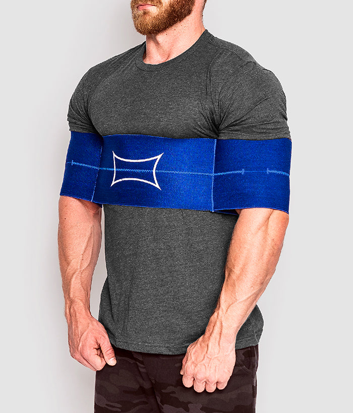 Male wearing Blue sling shot